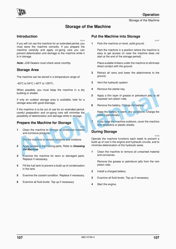 Alternative view of JCB 1CXWS Standard, 1CXT Standard Tier 3 Operator Manual 9821-0700-4