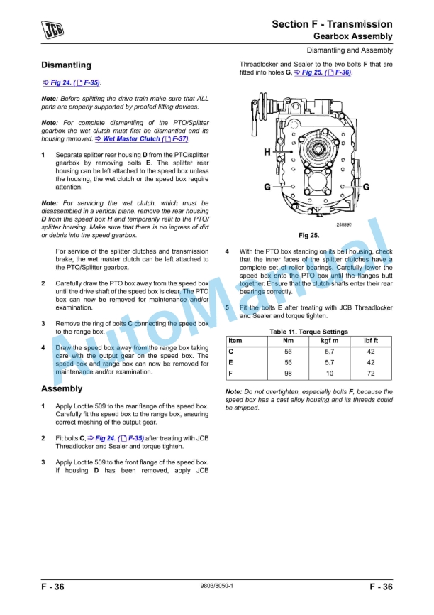 JCB 2155, 2170 Fastrac Service Manual 9803-8050 3 JCB 2155, 2170 Fastrac Service Manual 9803-8050 - Image 3