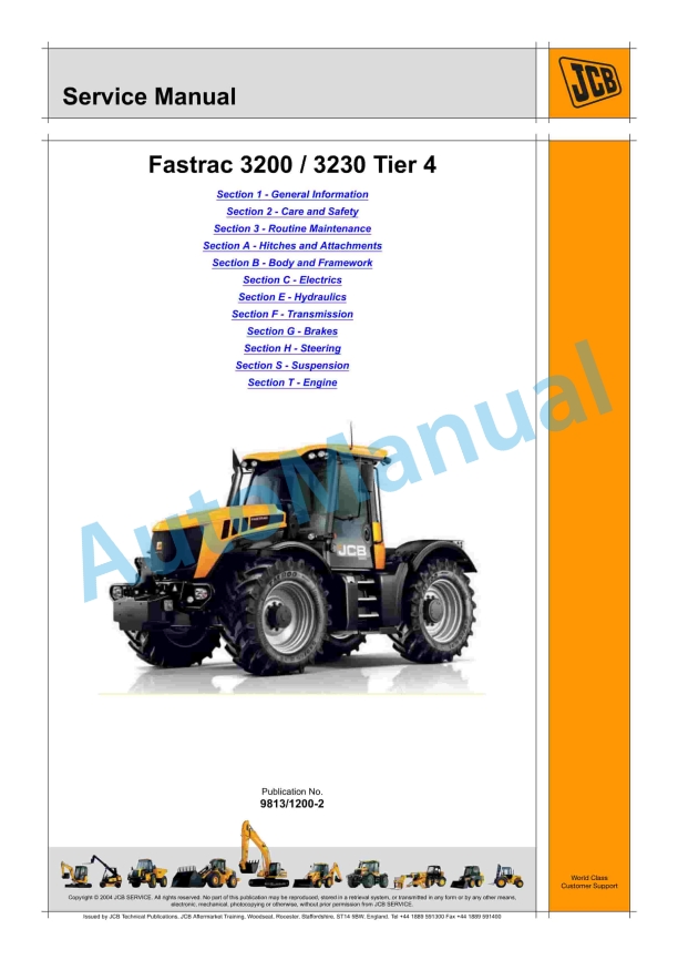 JCB 3200, 3230 Tier 4 Fastrac Service Manual 9813-1200