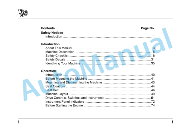 JCB 323 HST, 327 HST Operator Manual
