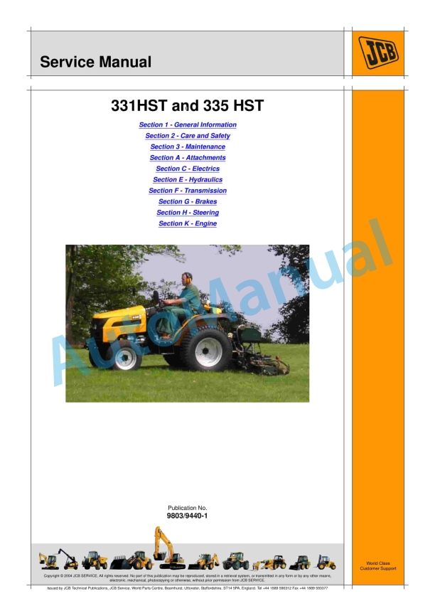 JCB 331HST, 335 HST Service Manual 9803-9440 1 JCB 331HST, 335 HST Service Manual 9803-9440