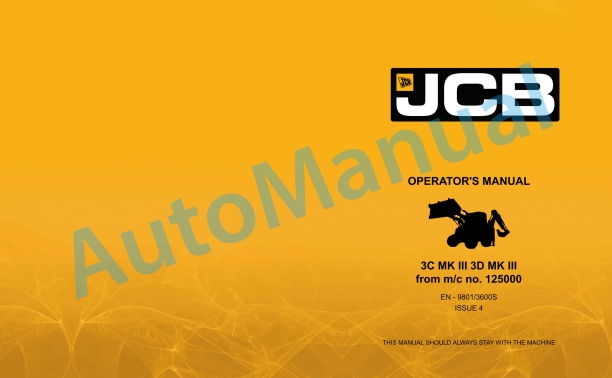 JCB 3C MK III, 3D MK III Operator Manual 9801-3600S