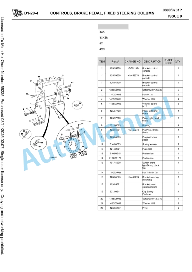 JCB 3CX, 3CX Sitemaster, 4C, 4CN Owners Parts Book 9800-9701P 2 JCB 3CX, 3CX Sitemaster, 4C, 4CN Owners Parts Book 9800-9701P-2