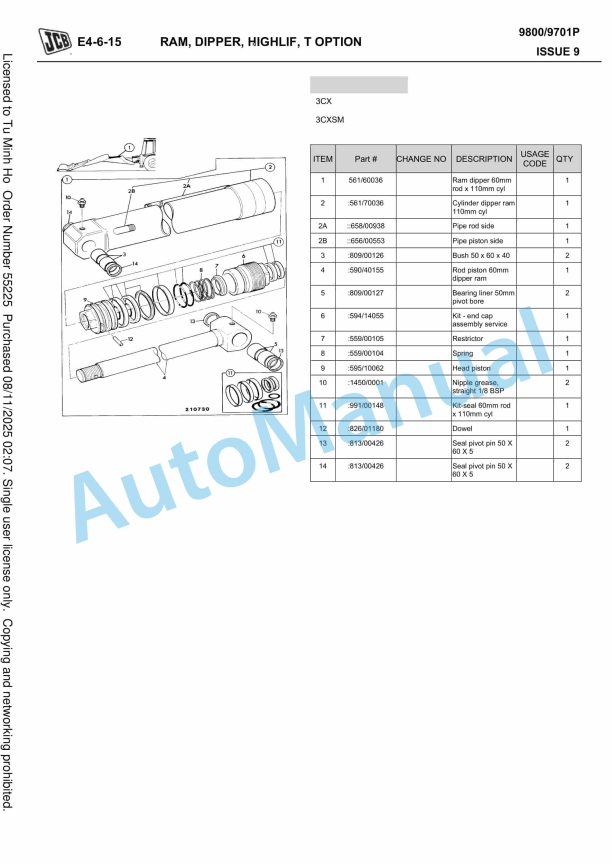 JCB 3CX, 3CX Sitemaster, 4C, 4CN Owners Parts Book 9800-9701P 3 JCB 3CX, 3CX Sitemaster, 4C, 4CN Owners Parts Book 9800-9701P-3