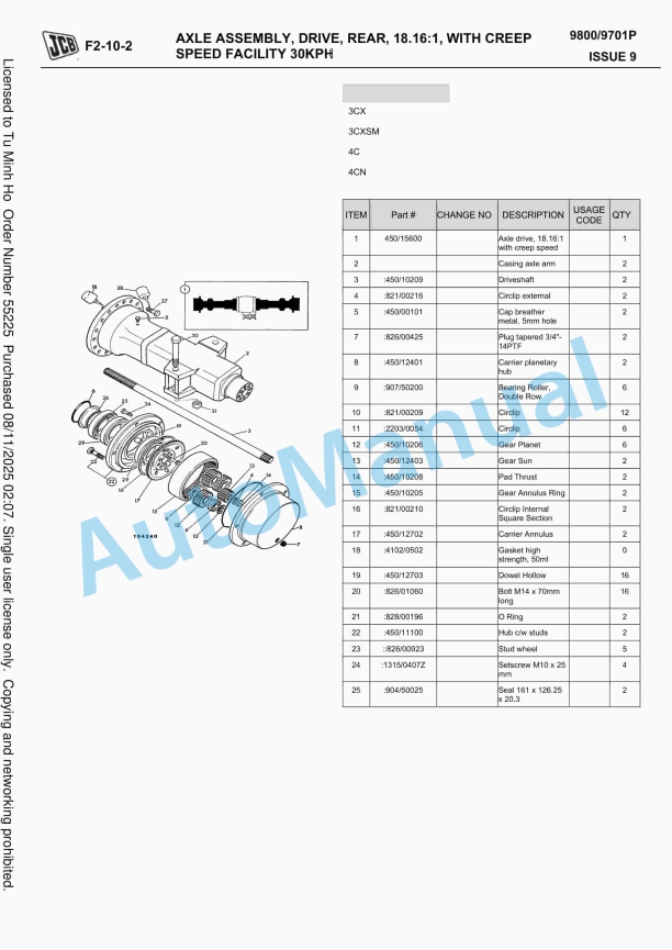 JCB 3CX, 3CX Sitemaster, 4C, 4CN Owners Parts Book 9800-9701P 4 JCB 3CX, 3CX Sitemaster, 4C, 4CN Owners Parts Book 9800-9701P-4