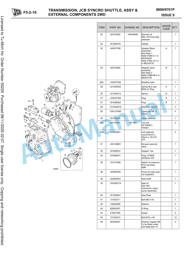 JCB 3CX, 3CX Sitemaster, 4C, 4CN Owners Parts Book 9800-9701P 5 JCB 3CX, 3CX Sitemaster, 4C, 4CN Owners Parts Book 9800-9701P-5
