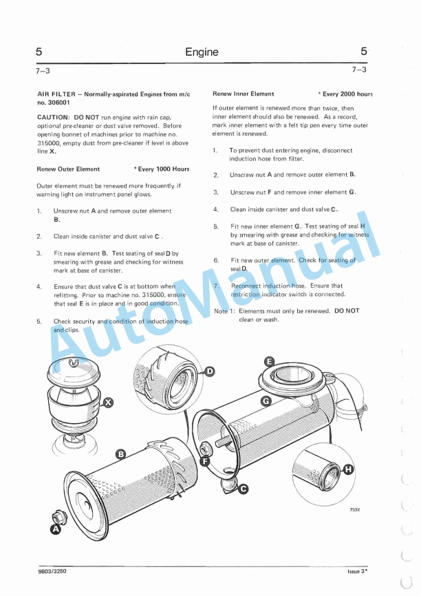JCB 3CX, 4CX 290000 to 400000 Backhoe Loader Service Manual 9803-3250-2