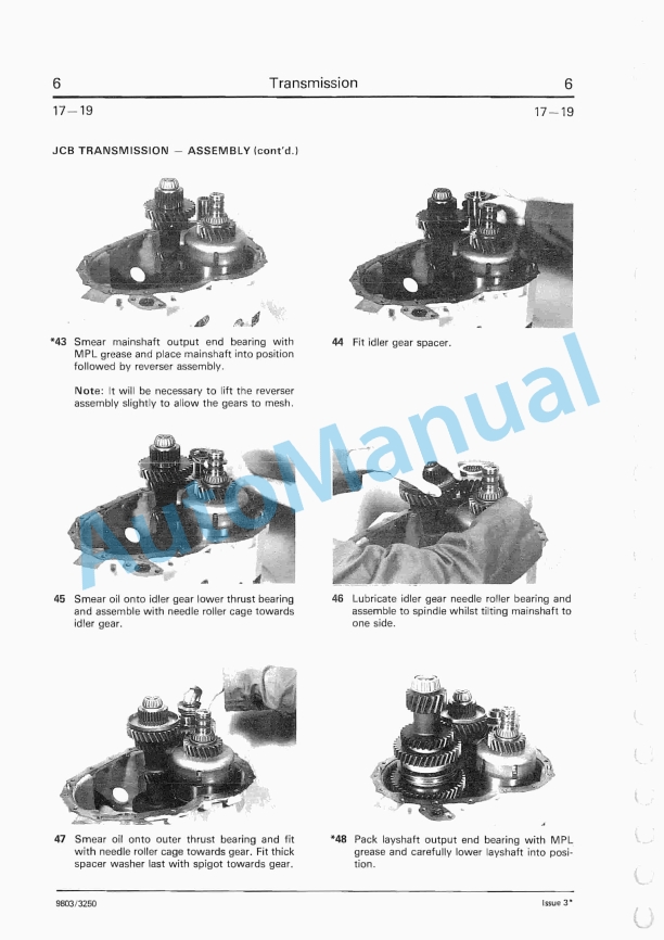 JCB 3CX, 4CX 290000 to 400000 Backhoe Loader Service Manual 9803-3250-3