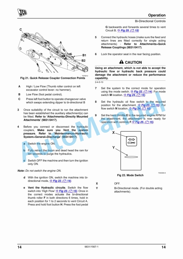 JCB 3CX, 4CX Bi-Directional Specials Operator Manual 9831-1567-1 5 JCB 3CX, 4CX Bi-Directional Specials Operator Manual 9831-1567-1-5