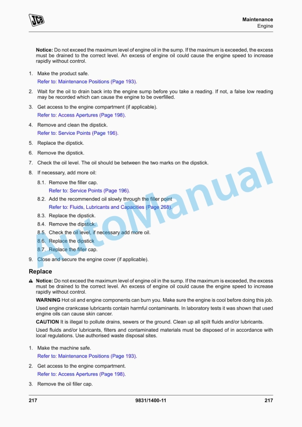 JCB 3CX Compact Backhoe Loader Operator Manual 9831-1400 4 JCB 3CX Compact Backhoe Loader Operator Manual 9831-1400 - Image 4