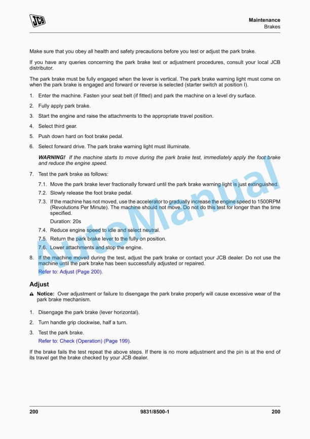 JCB 3CXG Backhoe Loader Operator Manual 9831-8500 5 JCB 3CXG Backhoe Loader Operator Manual 9831-8500 - Image 5