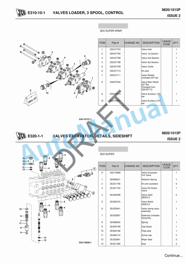 JCB 3DX Super, 3DX Super-ARMY, 3DX Super-CRPF Owner Parts Book 9820-1015P-4