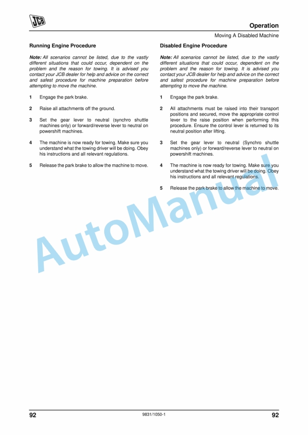 JCB 3DX Super Backhoe Loader Operator Manual 9831-1050 2 JCB 3DX Super Backhoe Loader Operator Manual 9831-1050 - Image 2