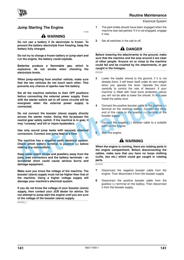 JCB 3DX Super Backhoe Loader Operator Manual 9831-1050 4 JCB 3DX Super Backhoe Loader Operator Manual 9831-1050 - Image 4