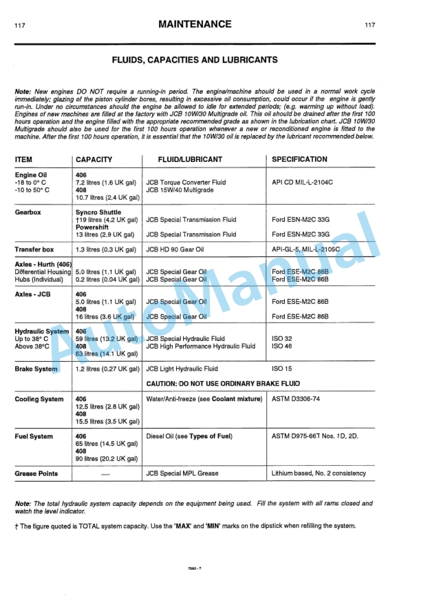 JCB 406, 408 Operator Handbook 9801-7680-5
