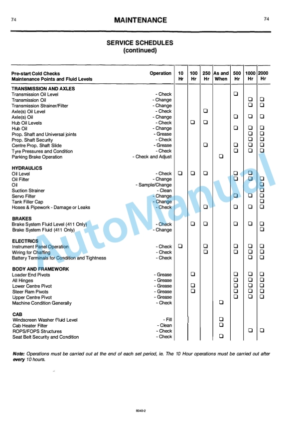 JCB 411, 416 Operator Handbook 9801-8040-2
