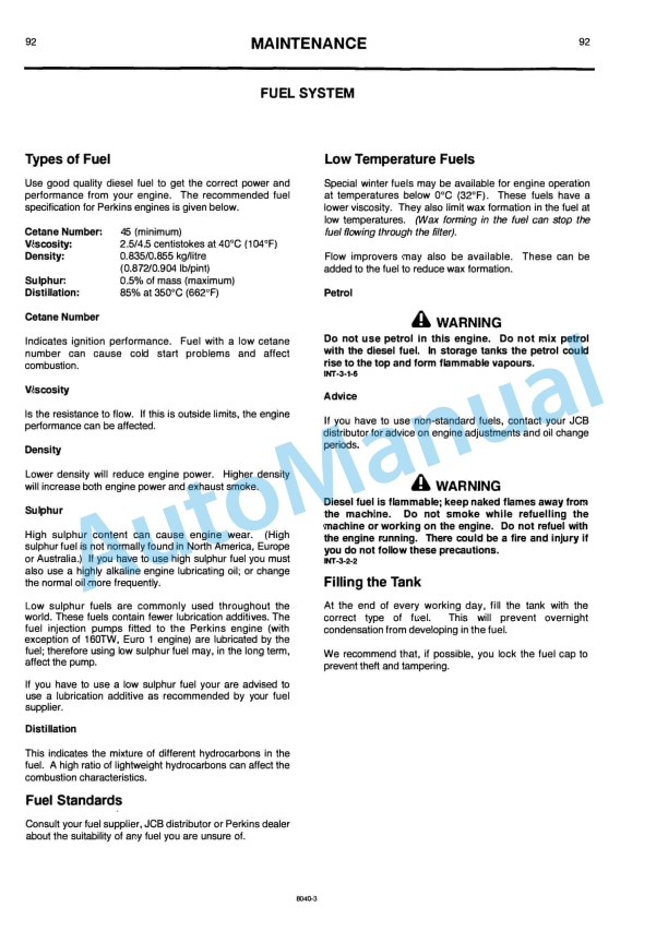 JCB 411, 416 Operator Handbook 9801-8040-3
