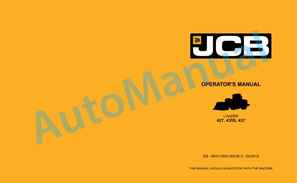 JCB 427, 435S, 437 Loader Operator Manual 9831-1600