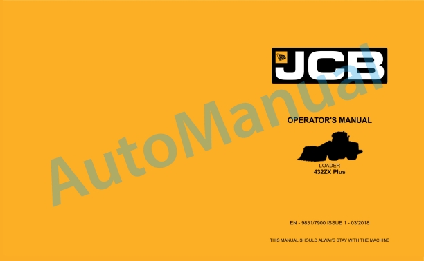 JCB 432ZX Plus Operator Manual 9831-7900