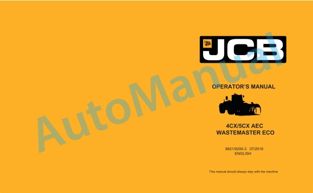 JCB 4CX, 5CX AEC Wastemaster ECO Operator Manual 9831-2200-2