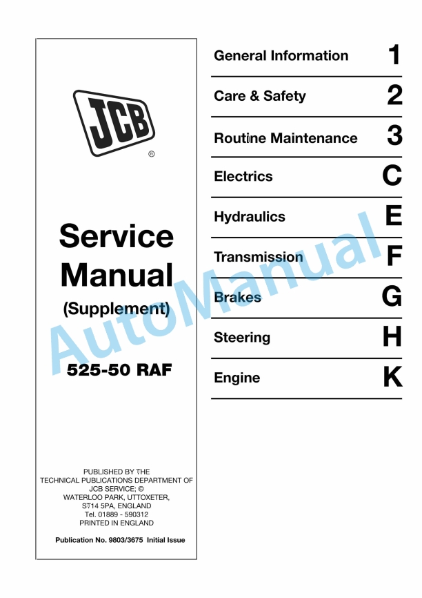 JCB 525-50 RAF Service Manual 9803-3675 1 JCB 525-50 RAF Service Manual 9803-3675