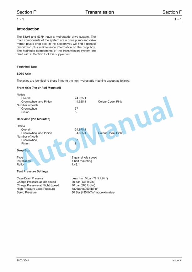 JCB 532H, 537H Service Manual 9803-3641 4 JCB 532H, 537H Service Manual 9803-3641 - Image 4