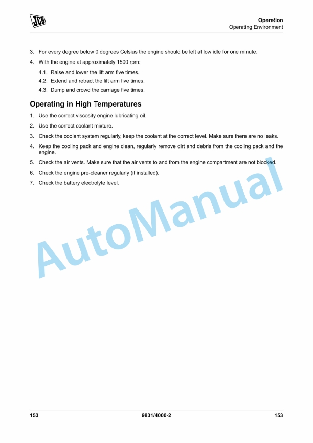 JCB 540-v140, 540-v180 Loadall Operator Manual 9831-4000 2 JCB 540-v140, 540-v180 Loadall Operator Manual 9831-4000 - Image 2