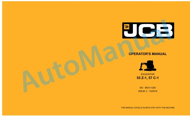 JCB 55 Z-1, 57 C-1 Excavator Operator Manual 9831-1250