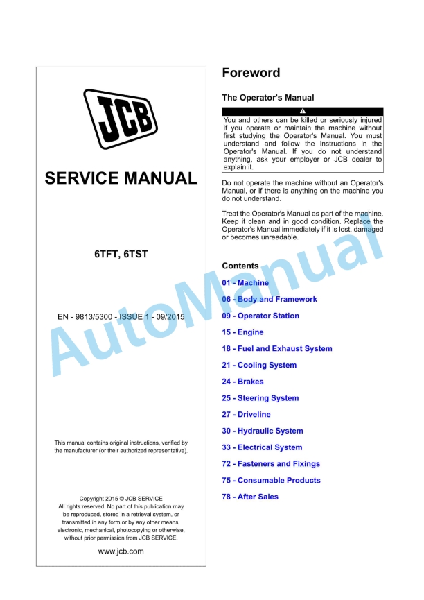 JCB 6TFT, 6TST Service Manual 9813-5300