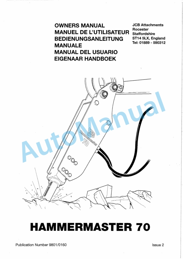 JCB 70 Hammermaster Owners Manual 9801-0160