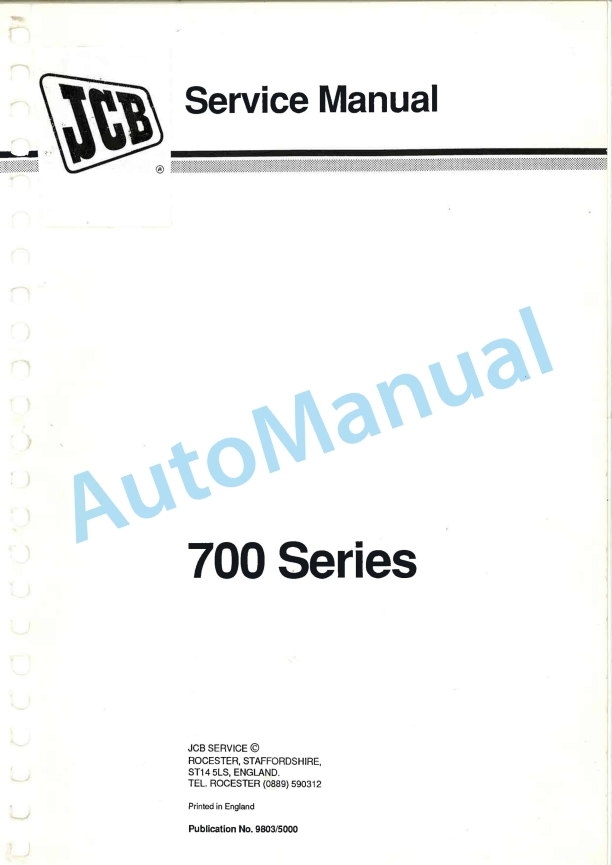 JCB 700 Series Service Manual 9803-5000