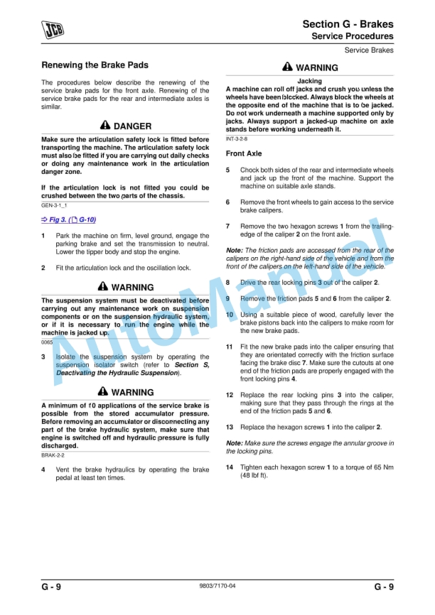 JCB 722 Articulated Dump Truck Service Manual 9803-7170 5 JCB 722 Articulated Dump Truck Service Manual 9803-7170 - Image 5