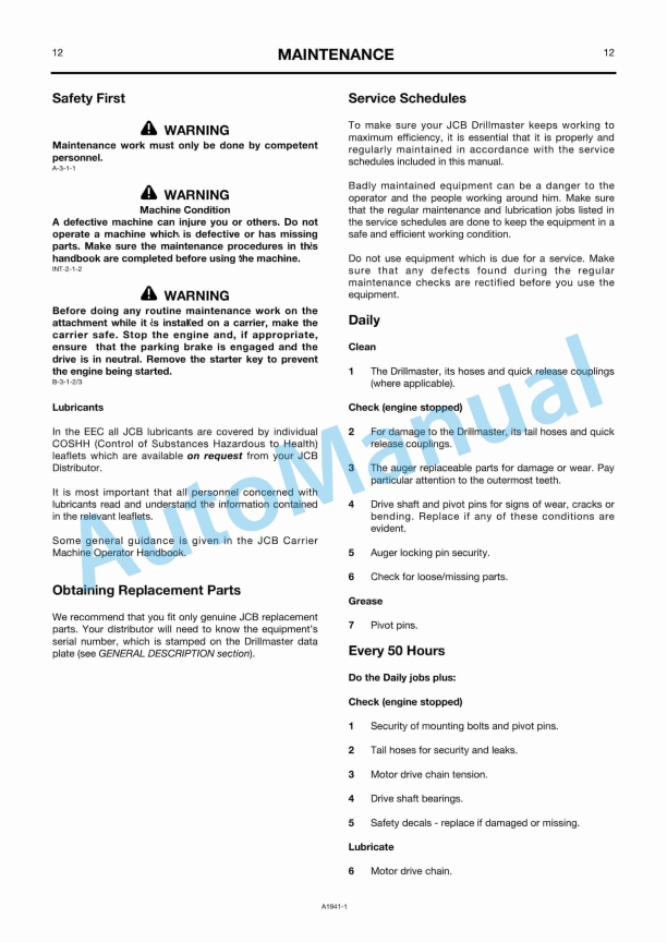 JCB 750, 1200, 1650 Drillmaster Owners Manual 332-A1941 3 JCB 750, 1200, 1650 Drillmaster Owners Manual 332-A1941 - Image 3
