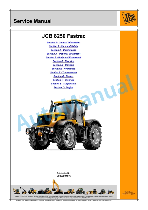 JCB 8250 Fastrac Service Manual 9803-8040 1 JCB 8250 Fastrac Service Manual 9803-8040