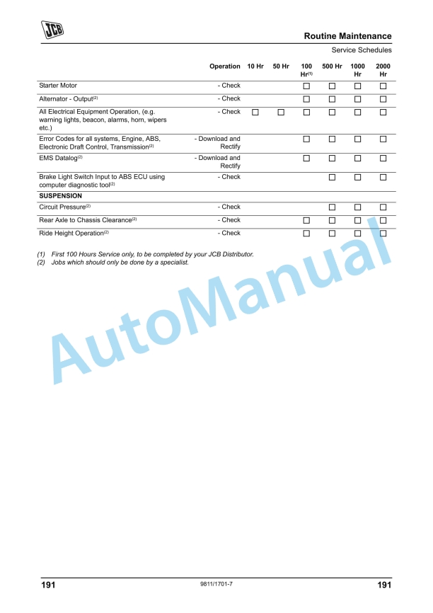 JCB 8250 Operator Manual 9811-1701 3 JCB 8250 Operator Manual 9811-1701 - Image 3