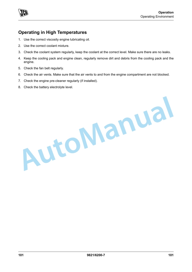 JCB 85Z-1, 86C-1 Excavator Operator Manual 9821-6200 2 JCB 85Z-1, 86C-1 Excavator Operator Manual 9821-6200 - Image 2