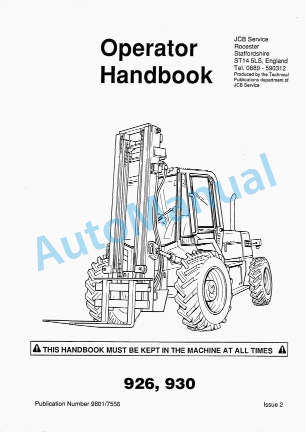 JCB 926, 930 Operator Handbook 9801-7556 1 JCB 926, 930 Operator Handbook 9801-7556