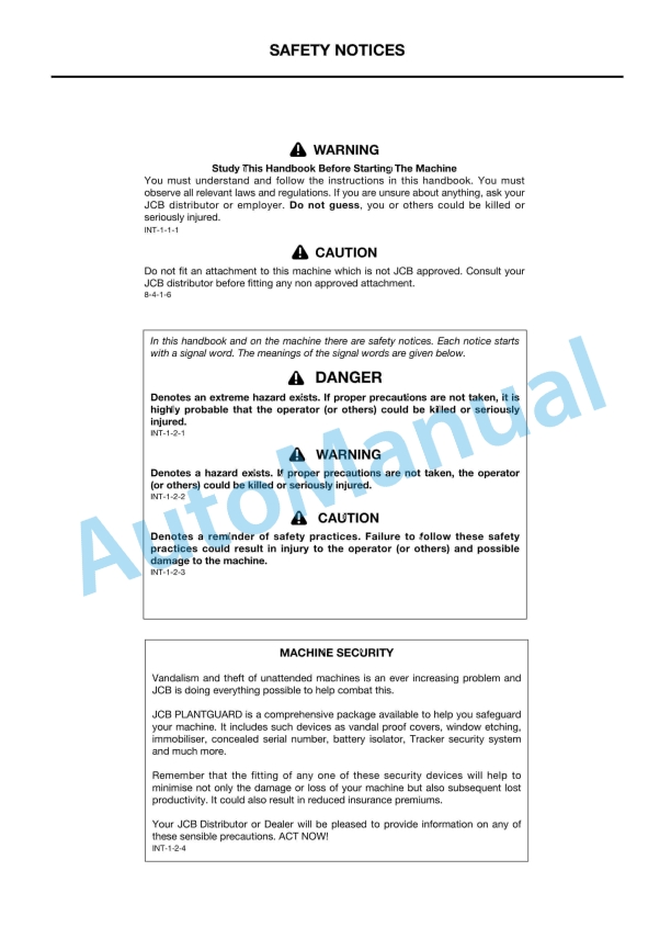 JCB 926, 930 Operator Manual 1 JCB 926, 930 Operator Manual