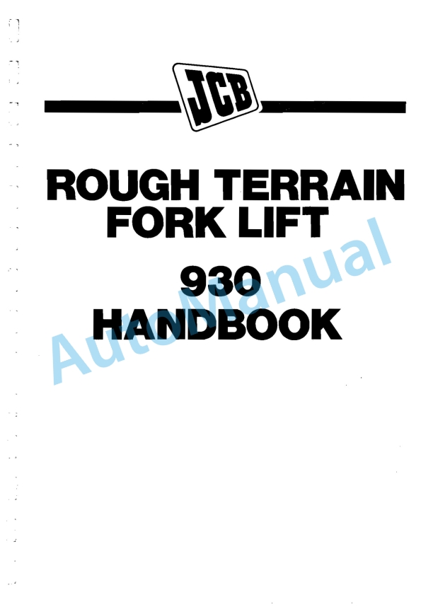 JCB 930 Rough Terrain Fork Lift Operator Handbook