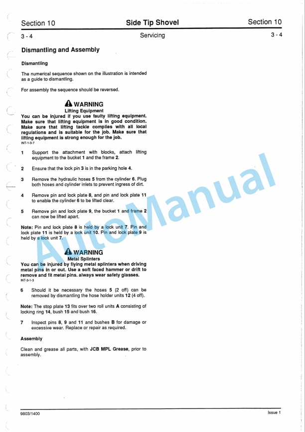 JCB Attachments Service Manual 9803-1400-4