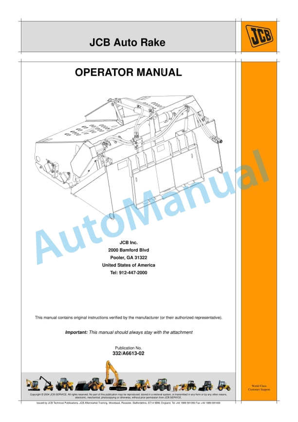 JCB Auto Rake Operator Manual 332-A6613-02 1 JCB Auto Rake Operator Manual 332-A6613-02