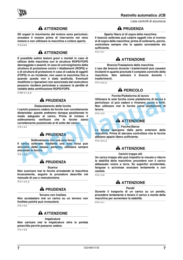 JCB Auto Rake Operator Manual 332-A6613-02 3 JCB Auto Rake Operator Manual 332-A6613-02 - Image 3