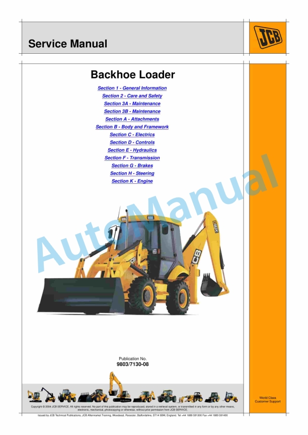 JCB Backhoe Loader Service Manual 9803-7130 1 JCB Backhoe Loader Service Manual 9803-7130