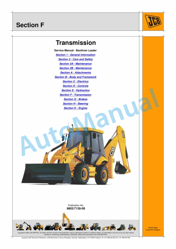 JCB Backhoe Loader Service Manual 9803-7130 4 JCB Backhoe Loader Service Manual 9803-7130 - Image 4