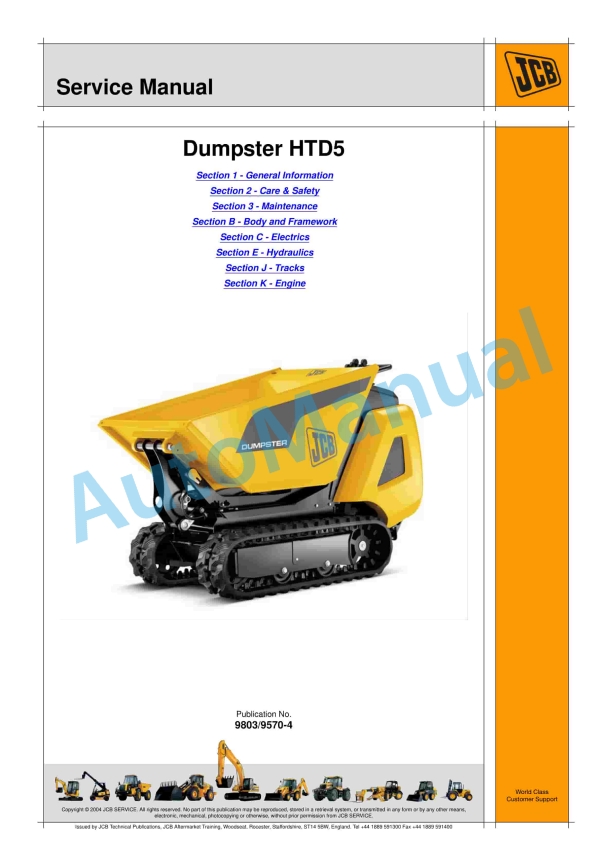 JCB Dumpster HTD5 Service Manual 9803-9570