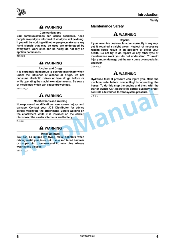 JCB Fork Mounted Hook Operator Manual 333-A8082-01 2 JCB Fork Mounted Hook Operator Manual 333-A8082-01 - Image 2