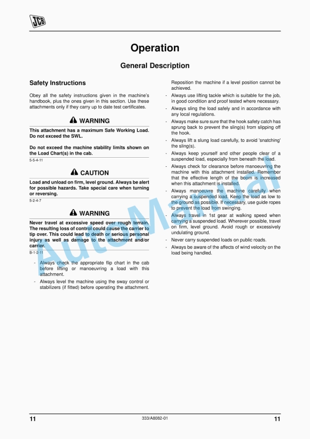 JCB Fork Mounted Hook Operator Manual 333-A8082-01 5 JCB Fork Mounted Hook Operator Manual 333-A8082-01 - Image 5