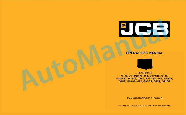 JCB G115 to G91QS Operator Manual 9821-7700 1 JCB G115 to G91QS Operator Manual 9821-7700