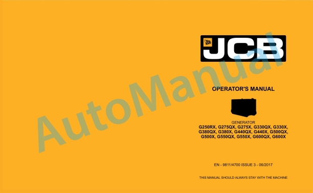 JCB G250RX to G600X Operator Manual 9811-4700 1 JCB G250RX to G600X Operator Manual 9811-4700