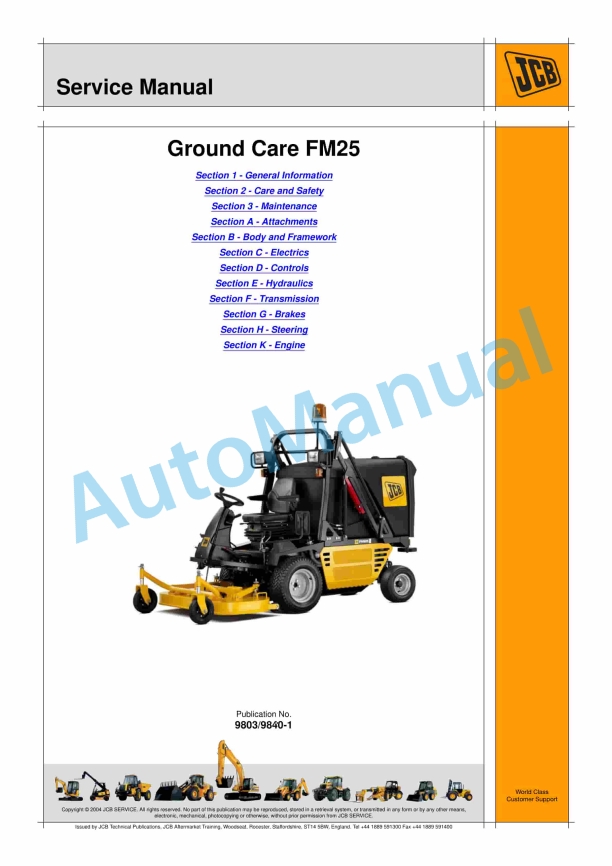 JCB Ground Care FM25 Service Manual 9803-9840 1 JCB Ground Care FM25 Service Manual 9803-9840
